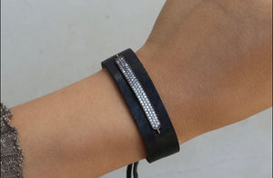 Pave Bar Leather Bracelet