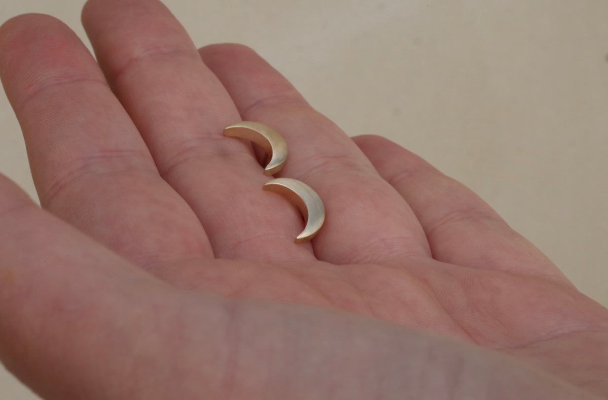 Large Crescent Moon Stud Earrings