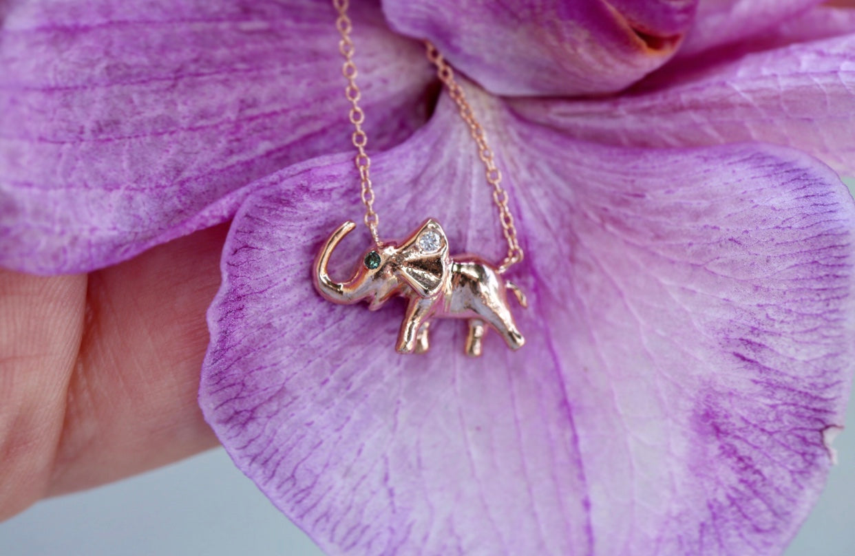 Happy Elephant Diamond Necklace