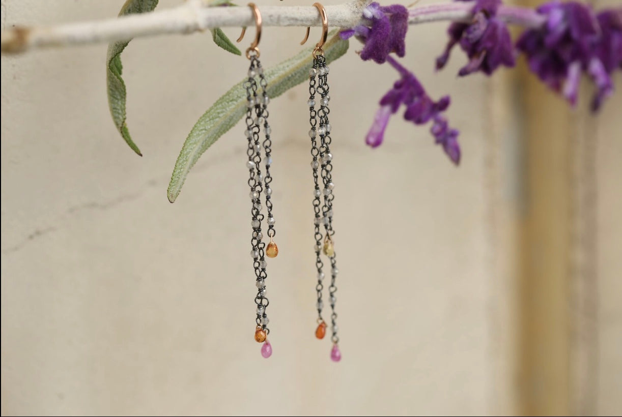 Labradorite Chain Drop Earrings