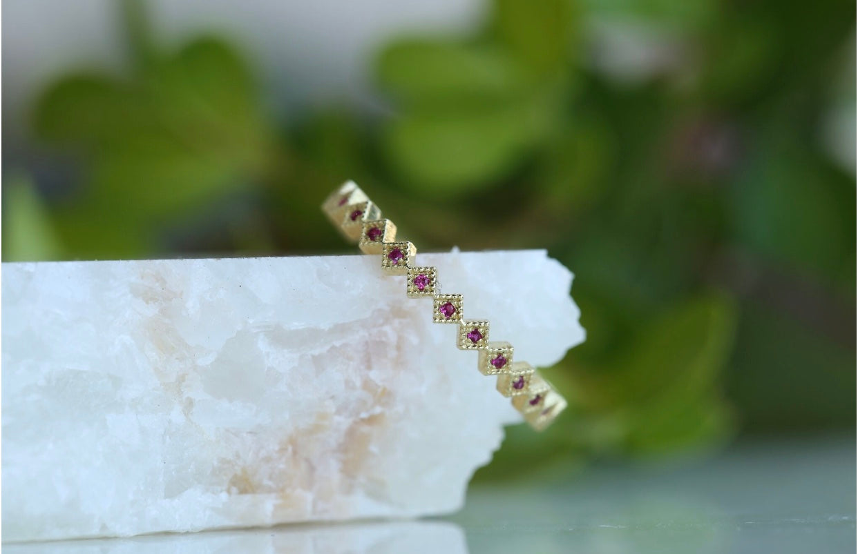 Square Ruby Eternity Band Ring