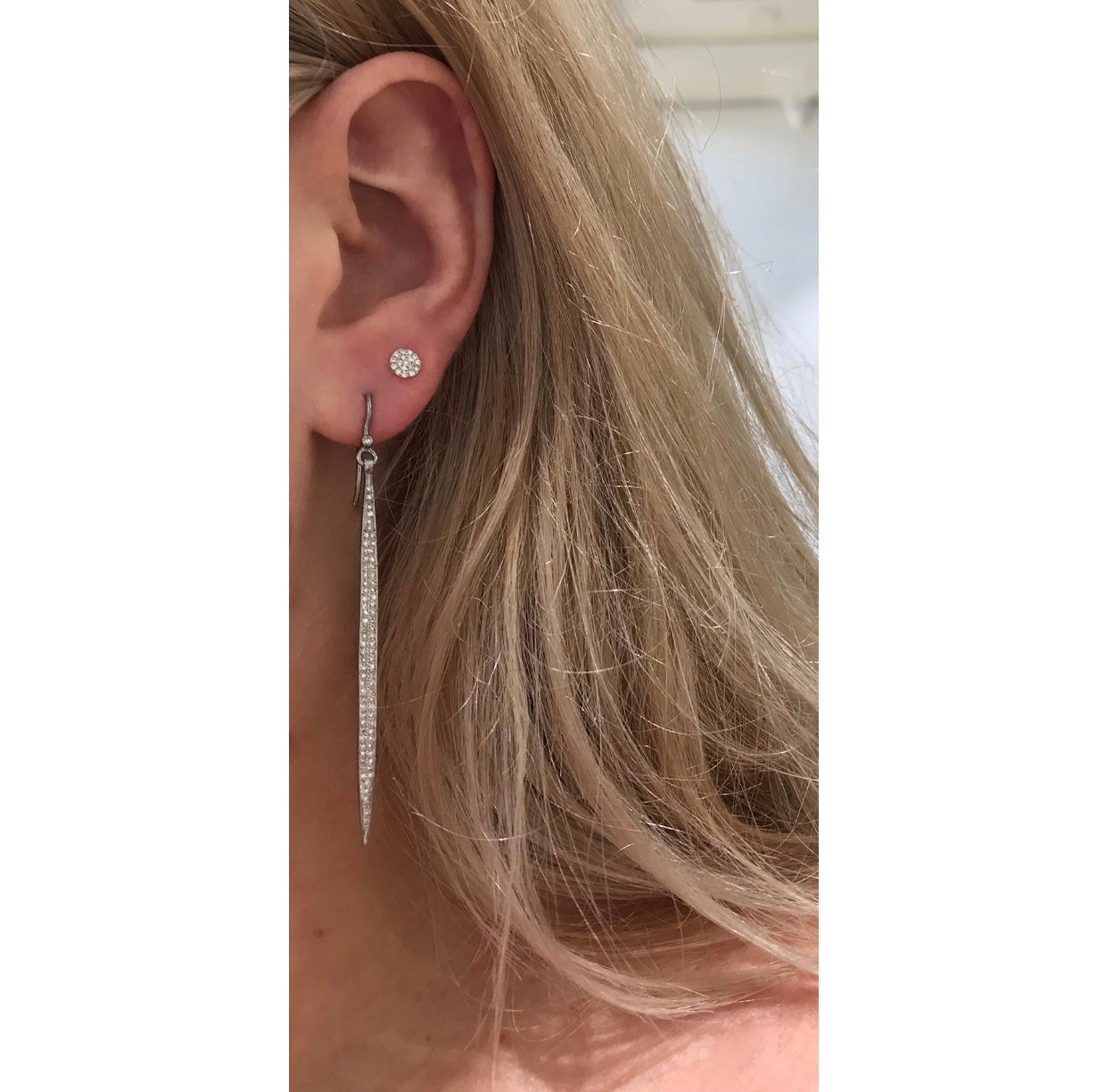 Champagne Diamond Bar Drop Earrings