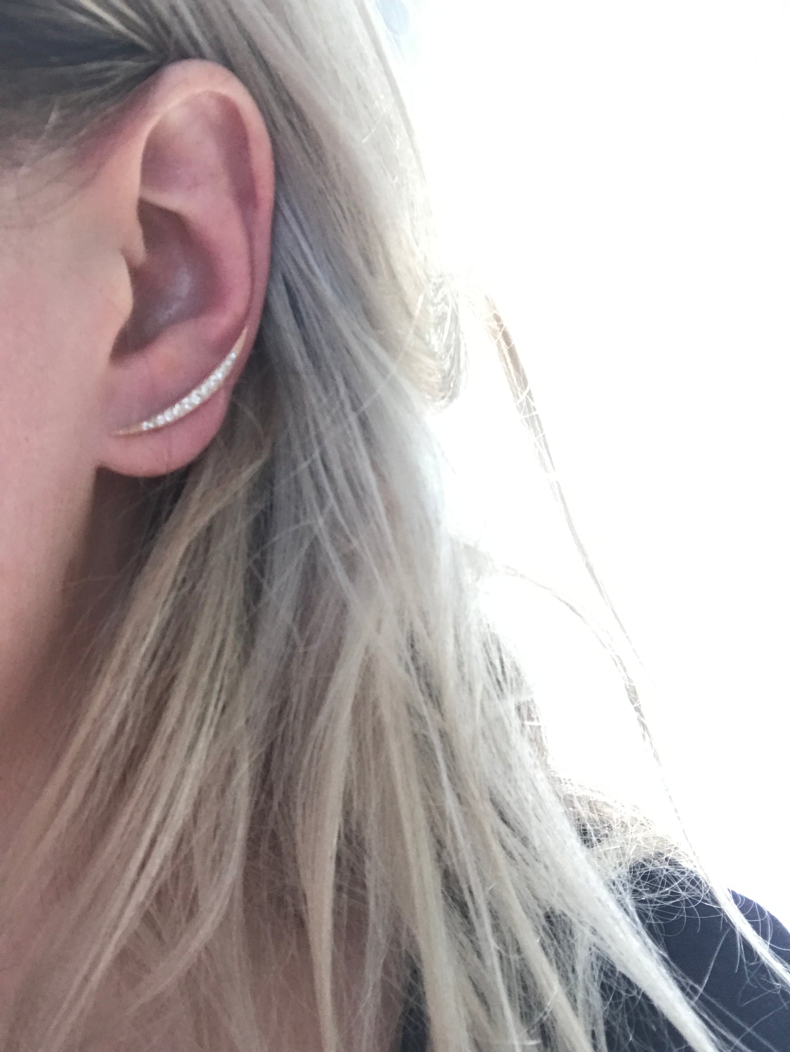 Small Crescent Graduating Diamond Stud Earrings