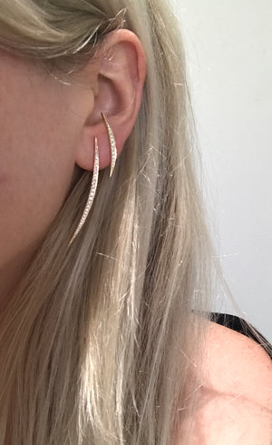 Small Crescent Graduating Diamond Stud Earrings